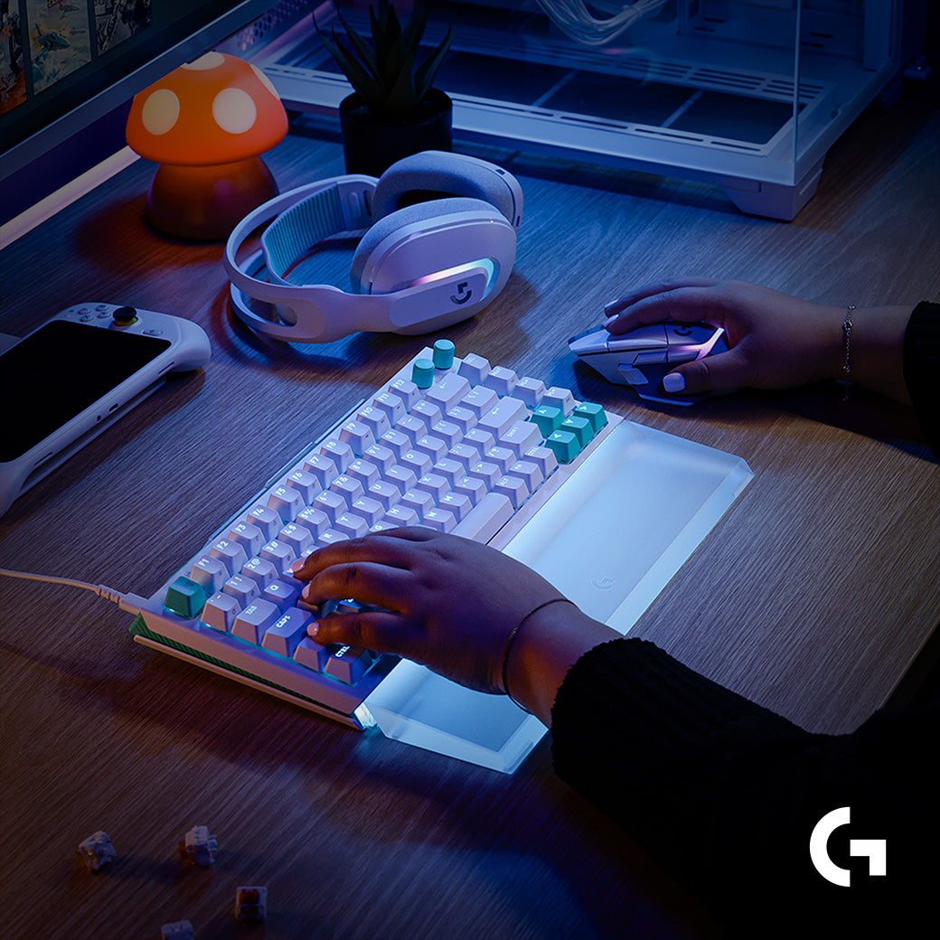 Logitech G G512 X 75 類比機械雙軸有線電競鍵盤+磨砂透明壓克力手托