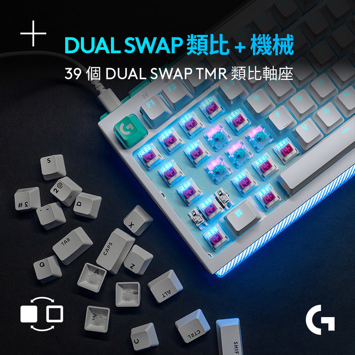 Logitech G G512 X 75 類比機械雙軸有線電競鍵盤+磨砂透明壓克力手托
