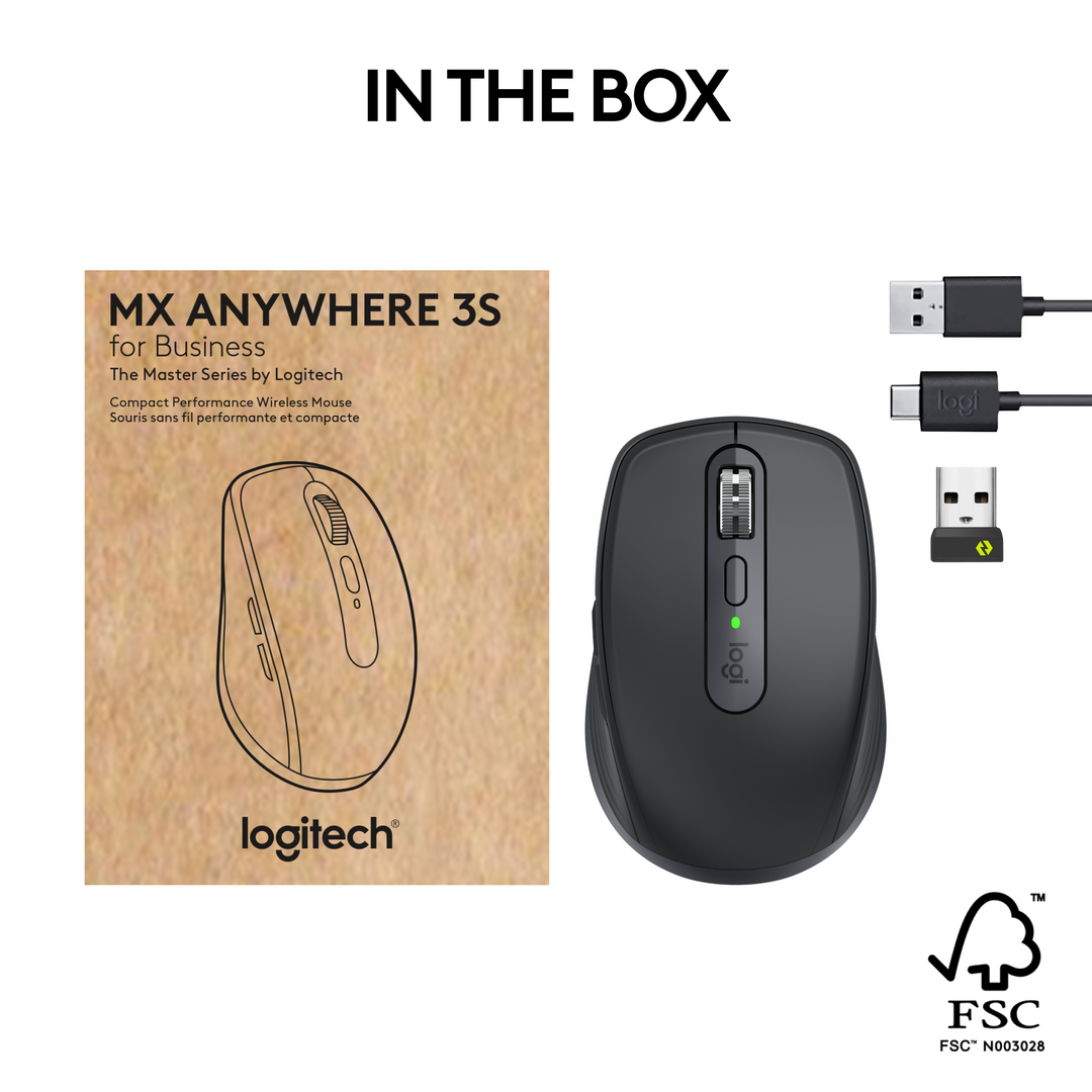 Logitech MX Anywhere 3S 無線行動滑鼠 - 黑 - 企業版