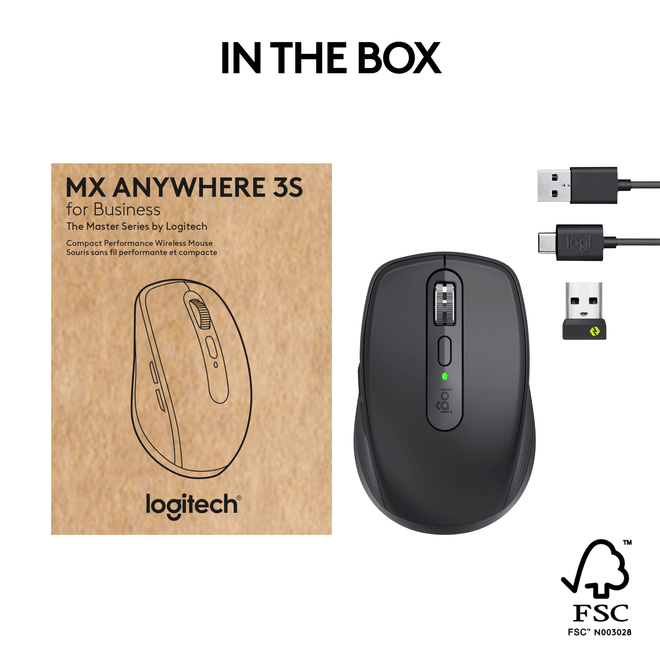 Logitech MX Anywhere 3S 無線行動滑鼠- 黑  - 企業版