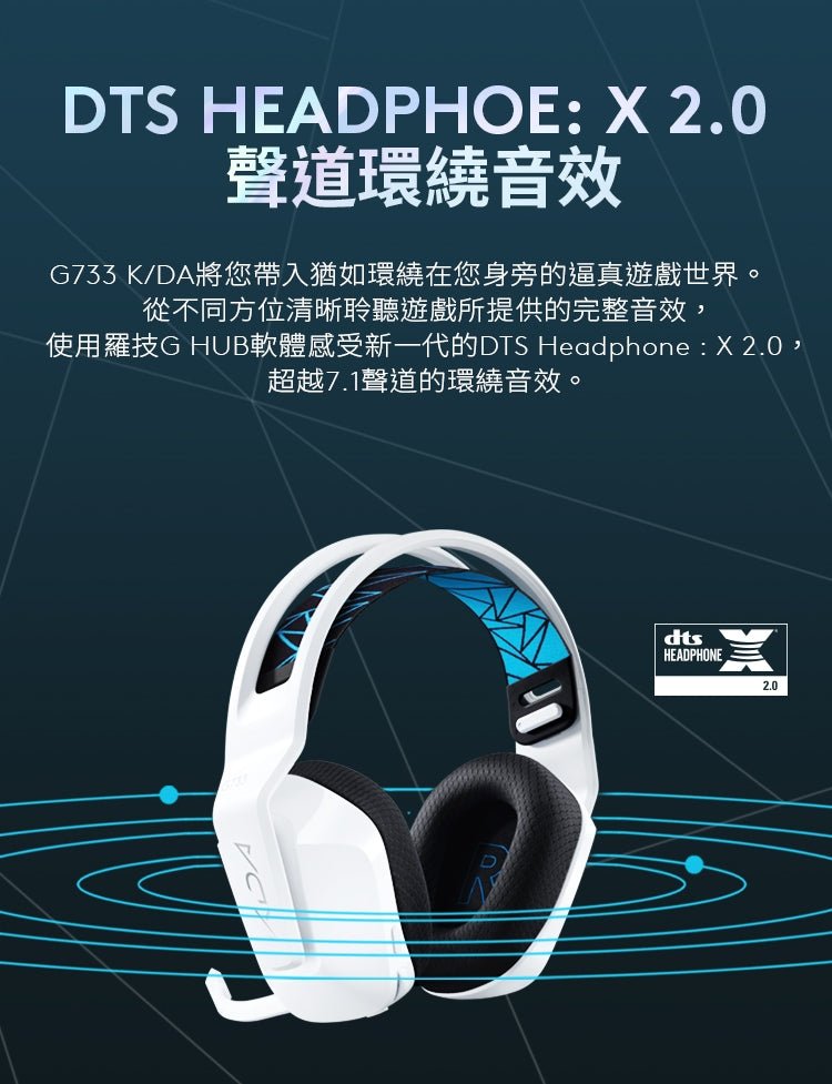 K/DA G733 無線RGB炫光電競耳機麥克風 - 羅技 Logi 網路旗艦店