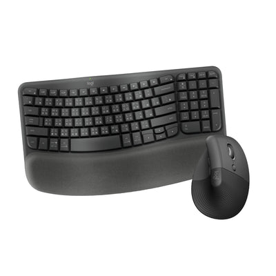 Wave Keys 人體工學鍵盤+LIFT 人體工學垂直滑鼠 - 黑色組 - 羅技 Logi 網路旗艦店
