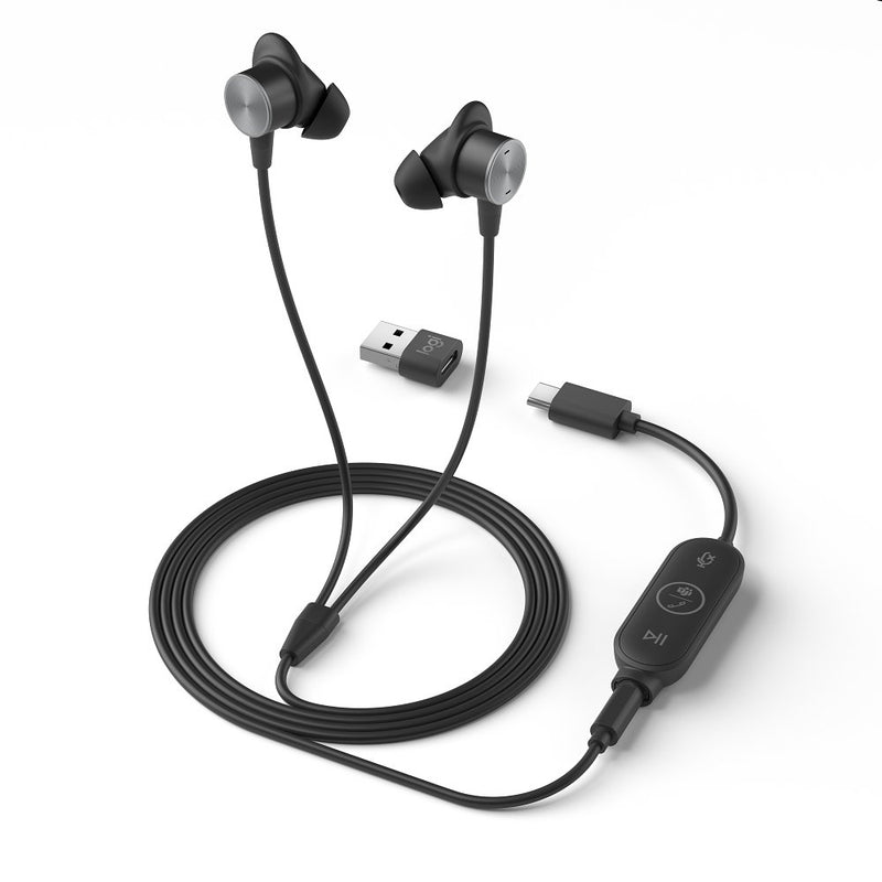 Zone Wired Earbud 入耳式有線耳機麥克風 - 石墨黑 - 羅技 Logi 網路旗艦店
